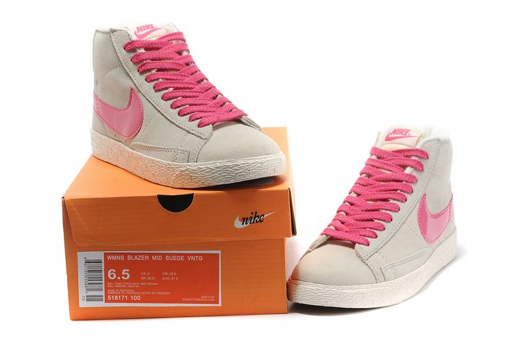 Nike Blazer Mid Suede cru des femmes chaussures gris clair rouge (4)
